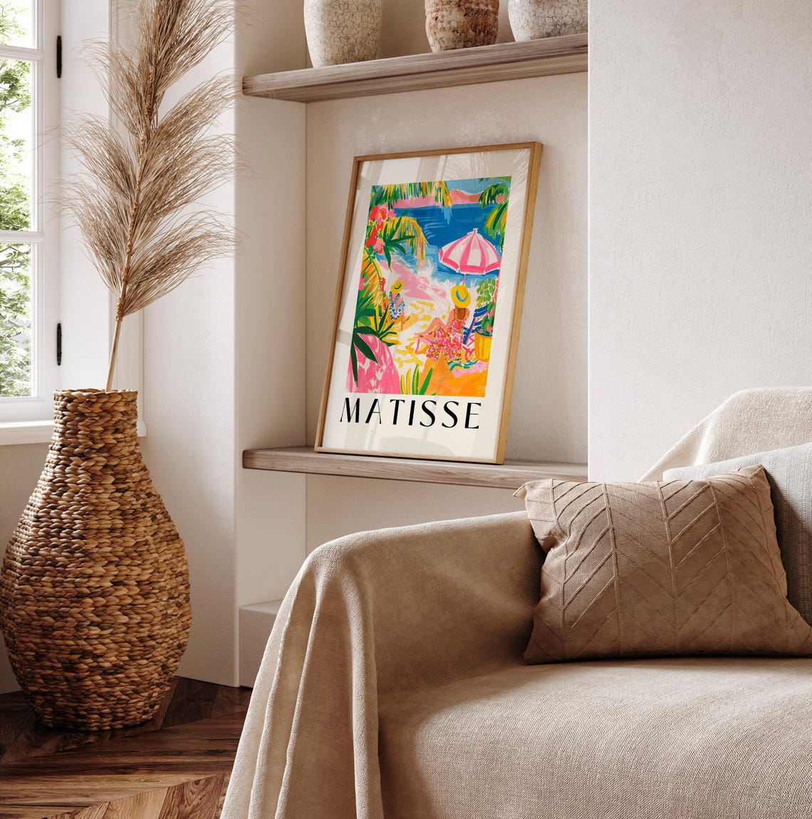 Matisse Style Two Women Relaxing on Tropical Beach Summer Art Poster - Image 6