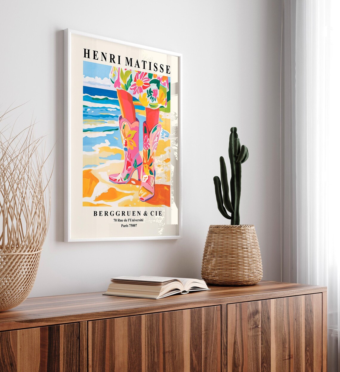 Pink Coastal Cowgirl Art Print, Boho Beach Decor - Image 2