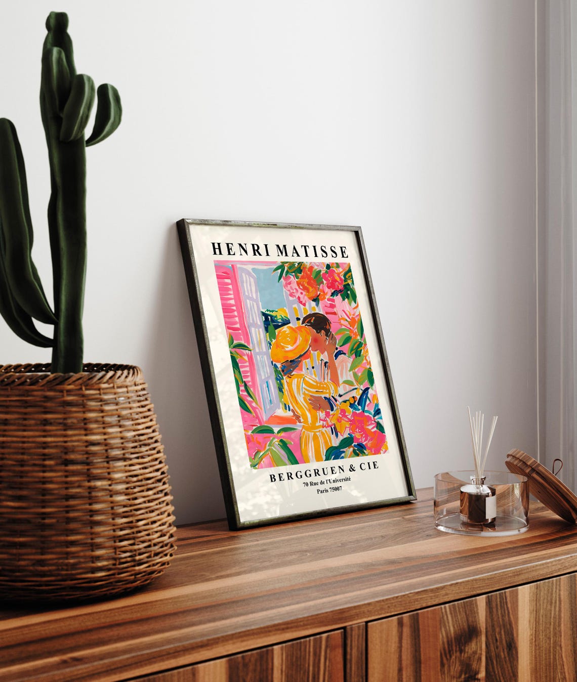 Henri Matisse Style Couple Kissing in Flower Garden Romance Poster - Image 3