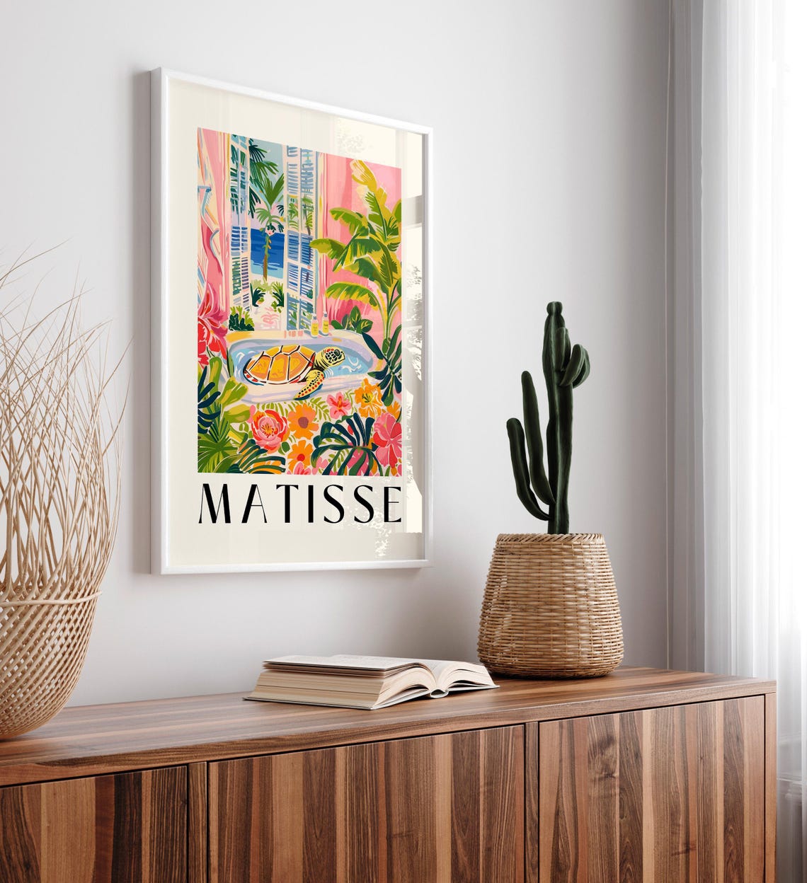 Matisse Style Sea Turtle Bubble Bath Tropical Ocean View Poster - Image 4