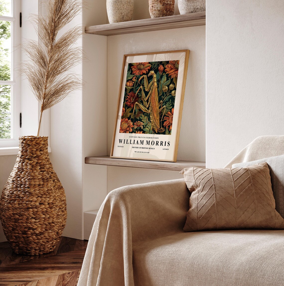 Praying Mantis Botanical Art Print, William Morris Print - Image 2