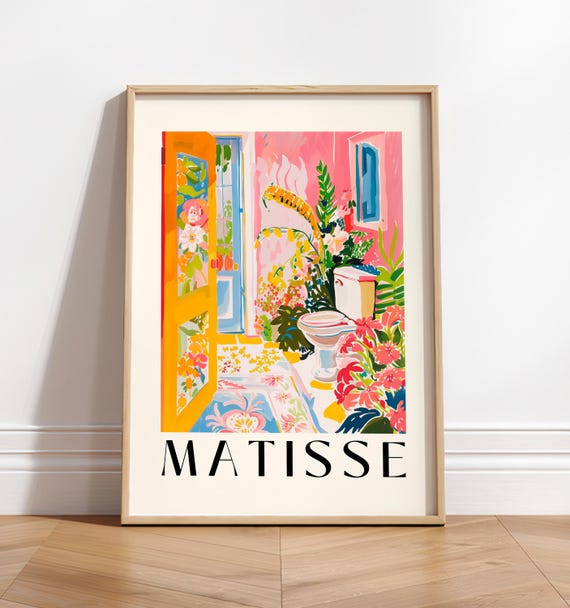 Maximalist Bathroom Tropical Toilet, Matisse Art Print