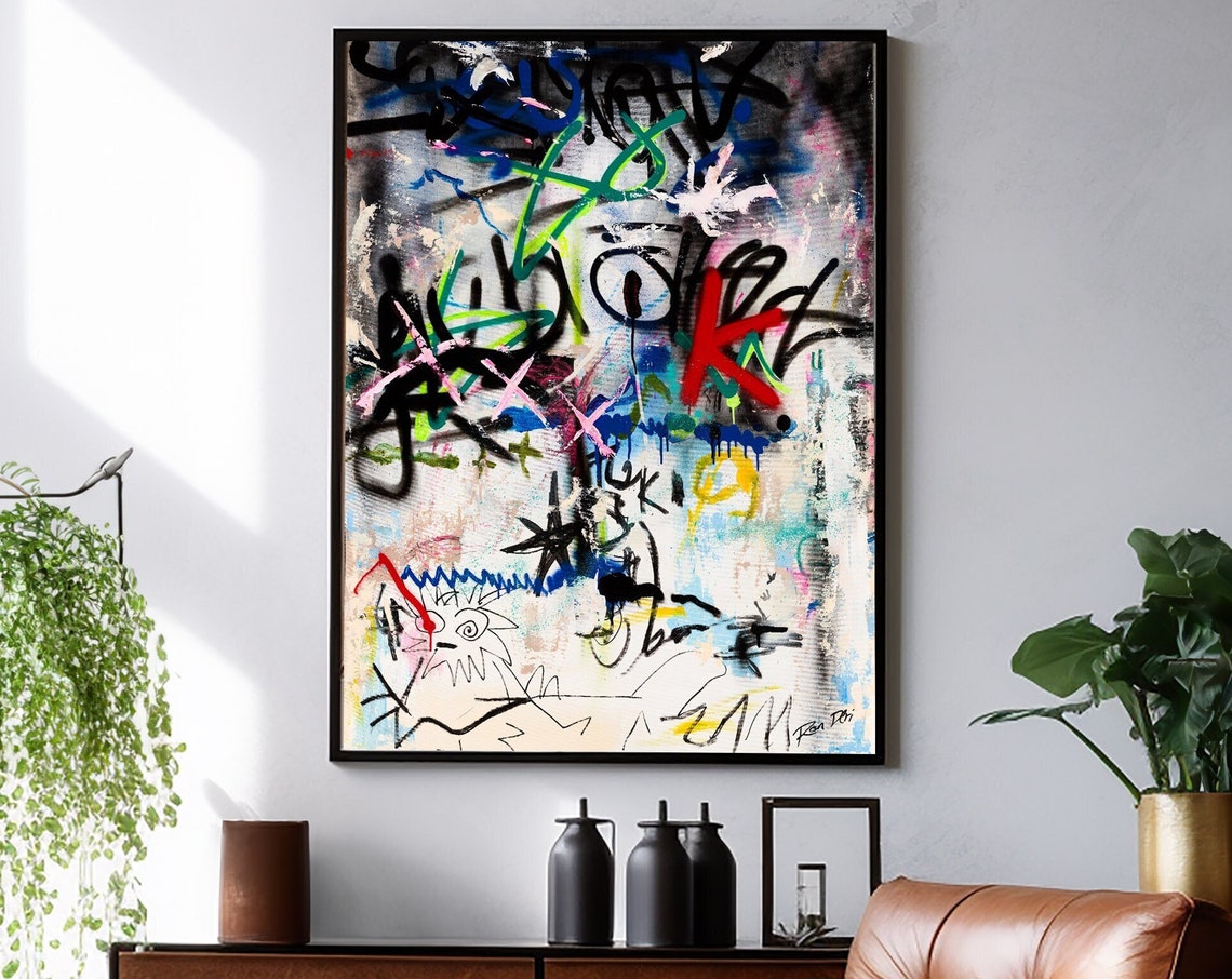 Street Style Graffiti Tags Modern Abstract Painting By Ron Deri Poster