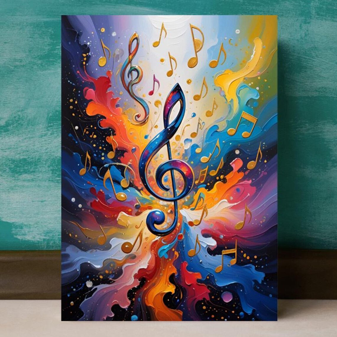Modern Abstract Music Notes Poster, Mid-Century Decor