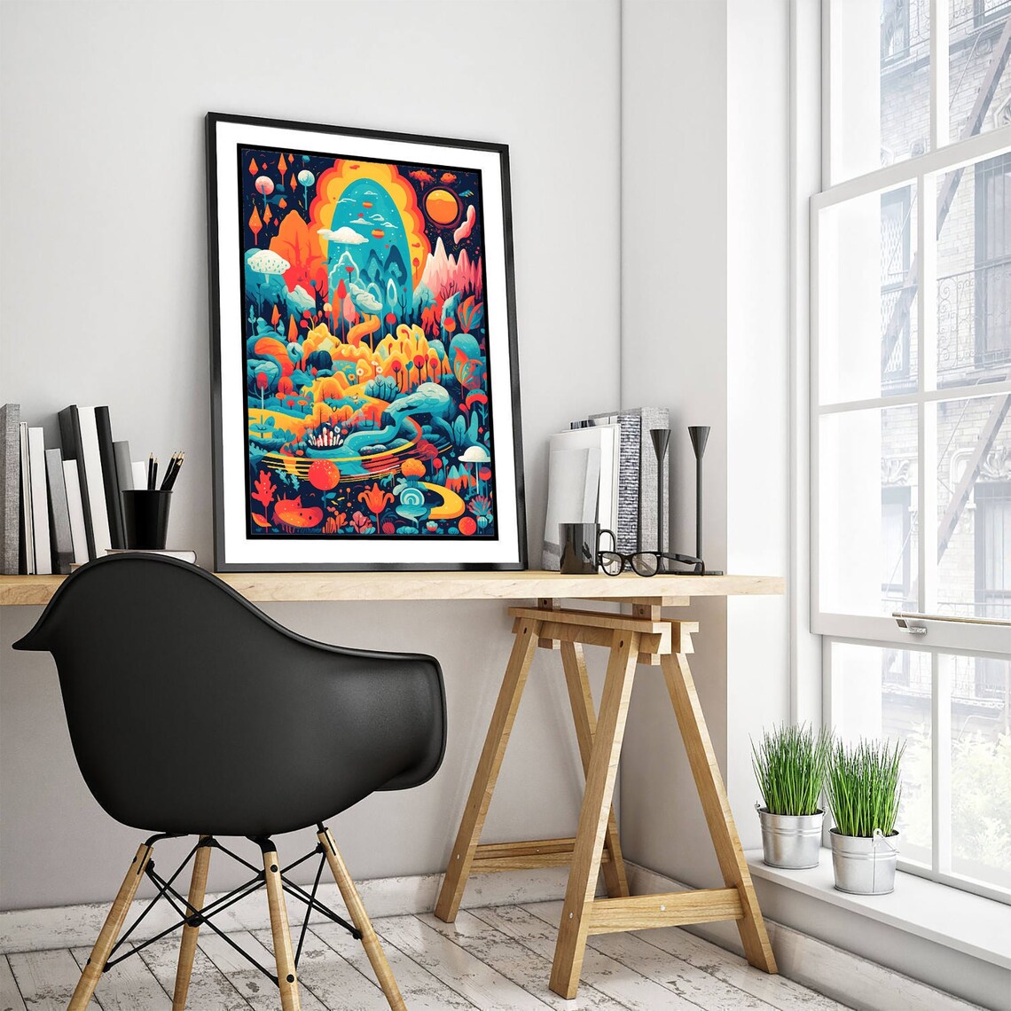 Psychedelic Fantasy Landscape With Sun Arch Abstract Art Poster - Image 3