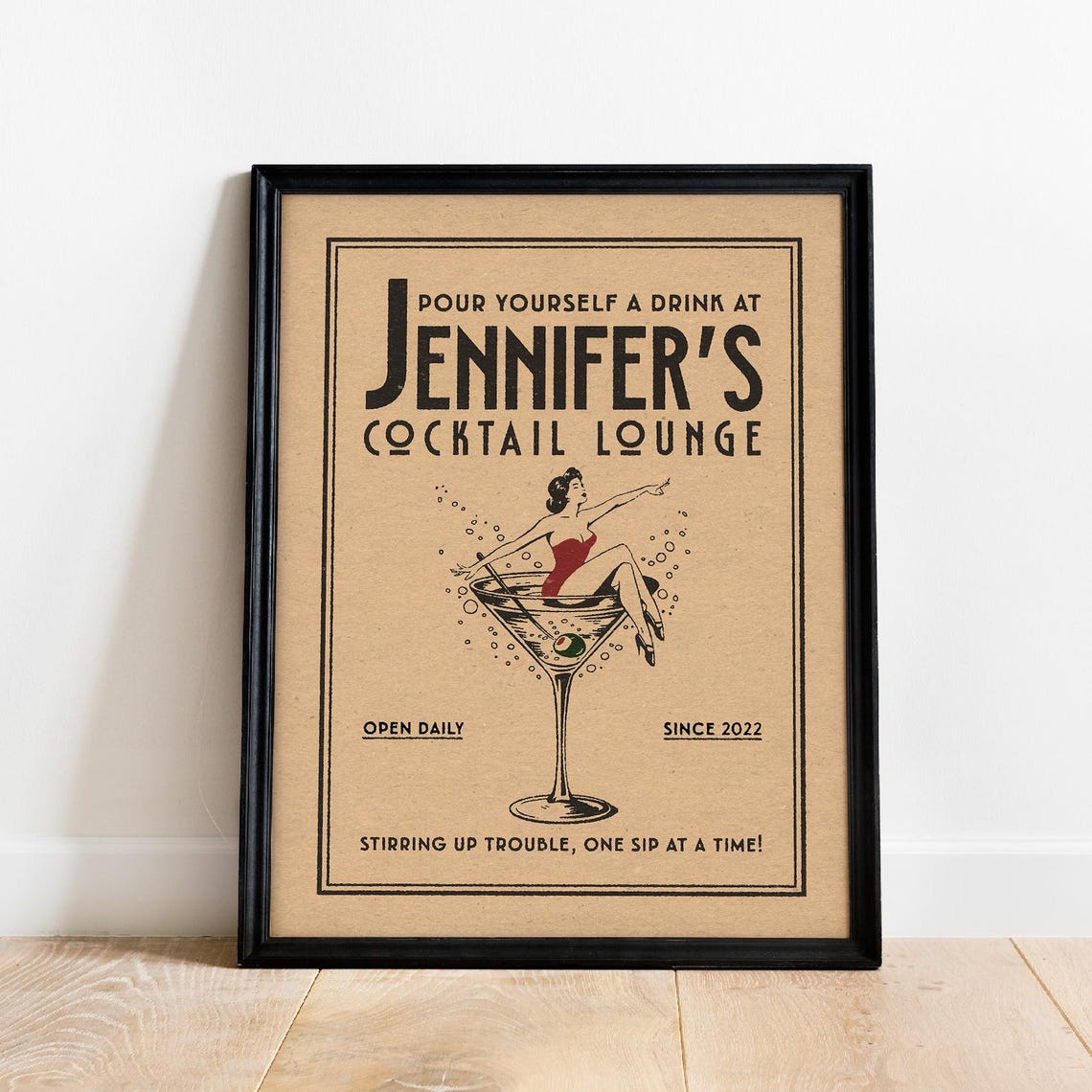 Girl Cocktail Vintage Bar Art Print