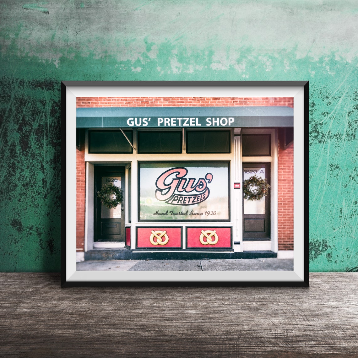 Gus' Pretzel Shop Historic Storefront Hand Twisted Since 1920 Poster