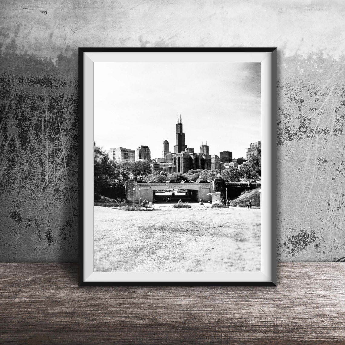 Chicago Skyline from Grant Park Tunnel Willis Tower View Poster - Image 2