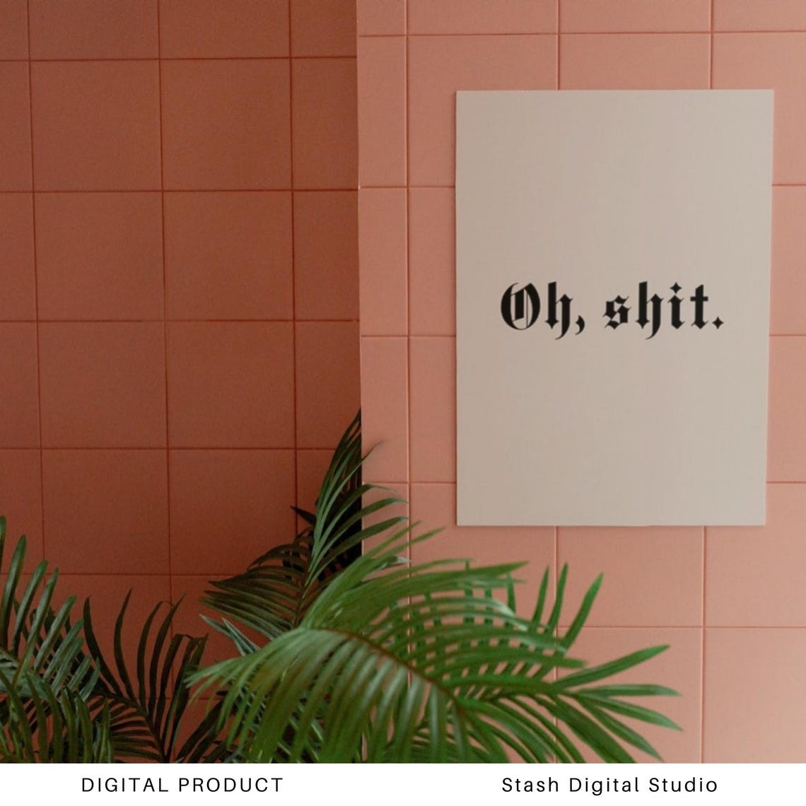 Oh Shit Gothic Blackletter Swear Word Rude Quote Poster for Home Decor - Image 2