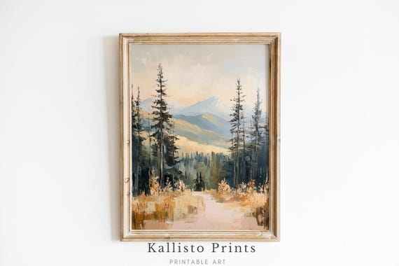 Mountain Landscape Wall Art Natureinspired Print Rustic Scenic Dcor Download636