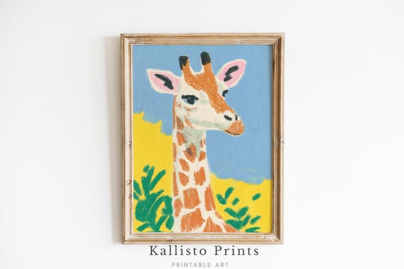 Giraffe Nursery Wall Art Print Cute Safari Animal For Kids Room Jungle Baby Decor In Pastel Colors Instant 1292