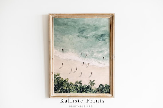 Aerial Tropical Beach Turquoise Ocean Palms Summer Seascape Poster