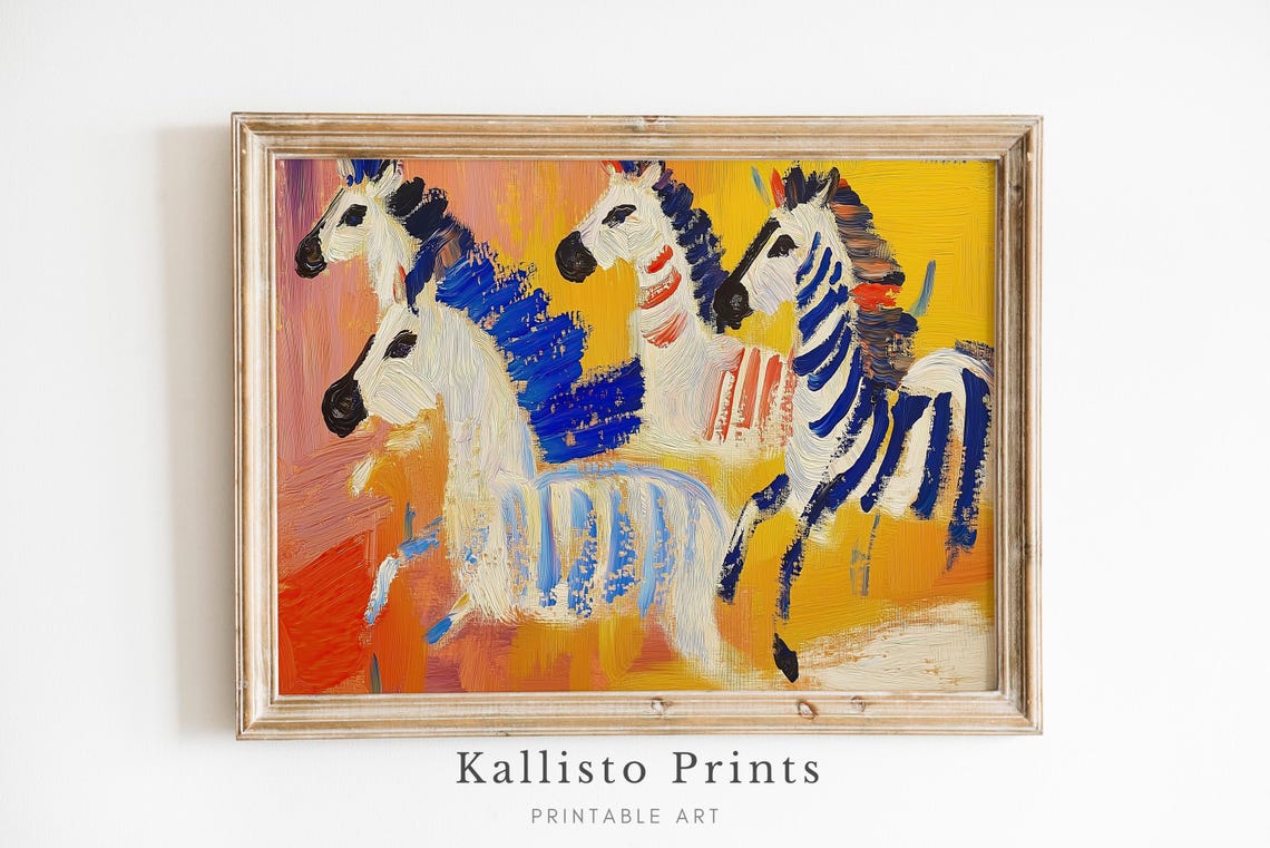 Abstract Zebra Art Print, Bold Colorful Safari