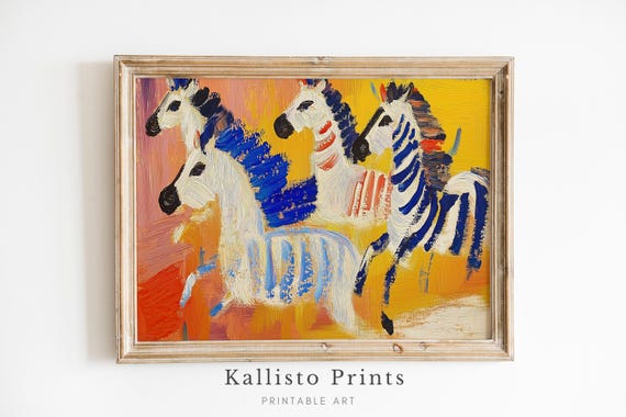 Abstract Zebra Art Print, Bold Colorful Safari