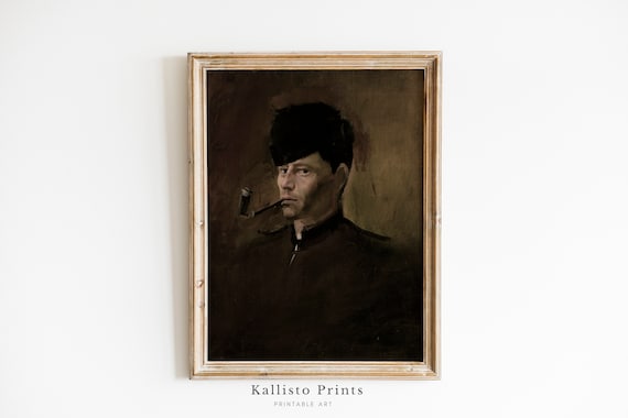 Mysterious Man With Pipe Portrait Vintage Dark Academia Wall Poster