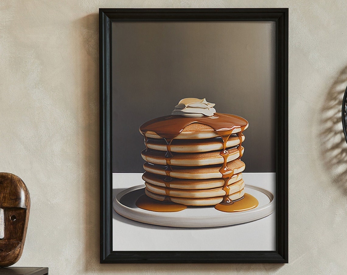 Pancake Stack with Chocolate Syrup and Whipped Cream Art Poster