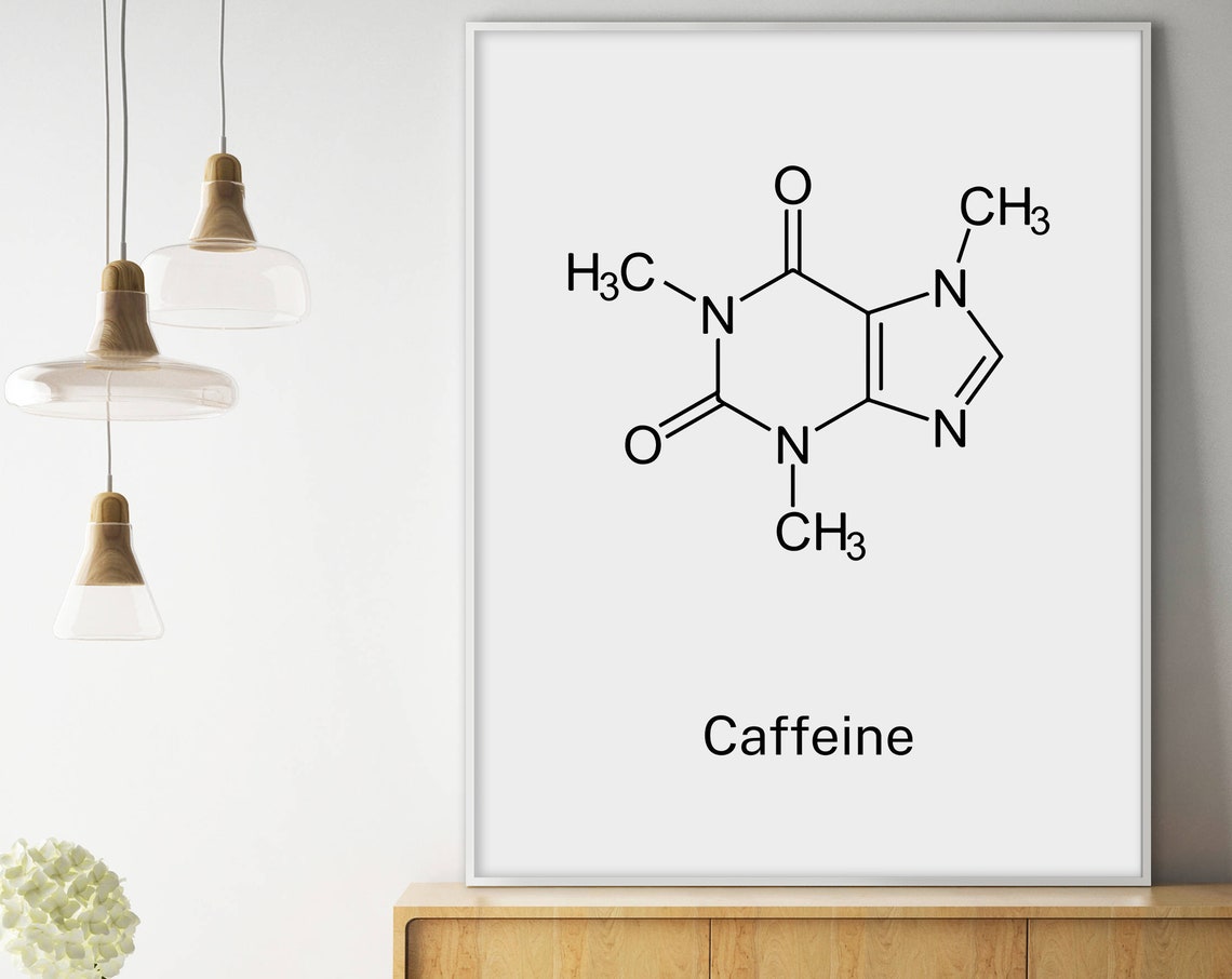Minimalist Caffeine Molecule Chemistry Science Coffee Art Poster