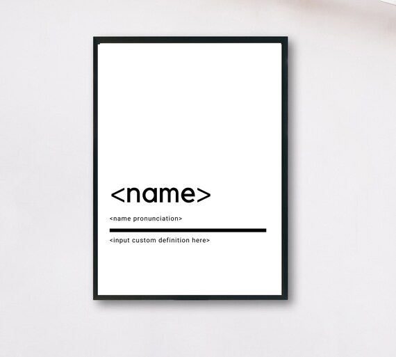 Custom Name Definition Personalized Dictionary Style Quote Poster