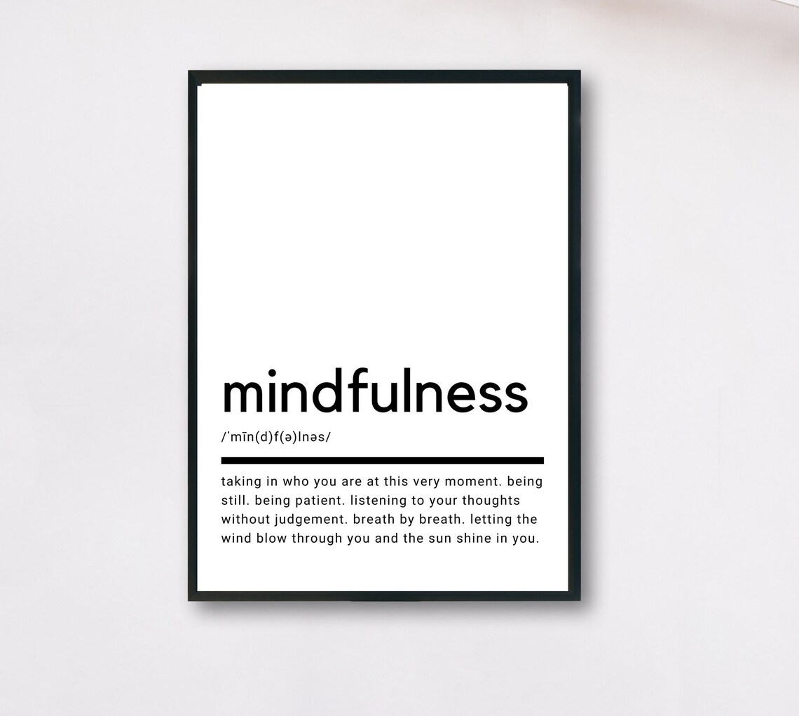 Mindfulness Definition Quote Poster Gift Decor