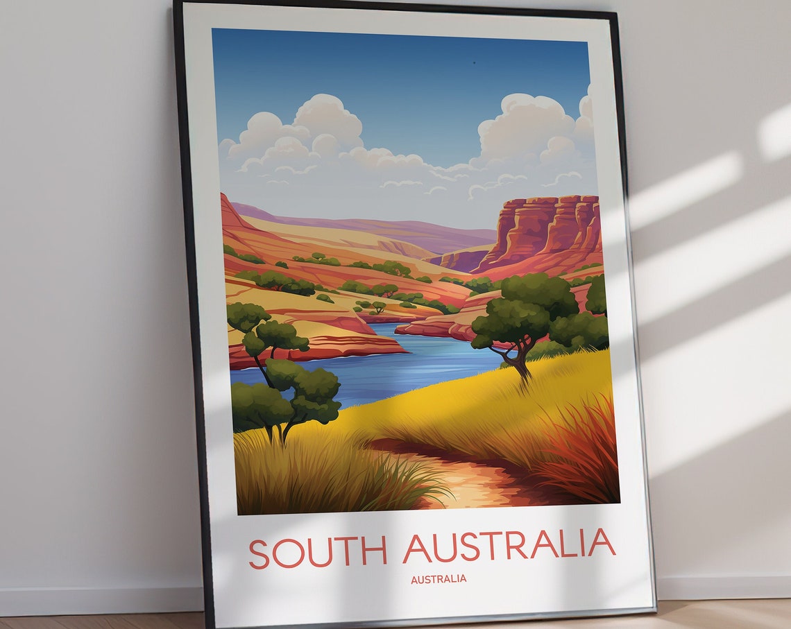 South Australia Outback River Gorge Landscape Vintage Travel Poster - Image 3