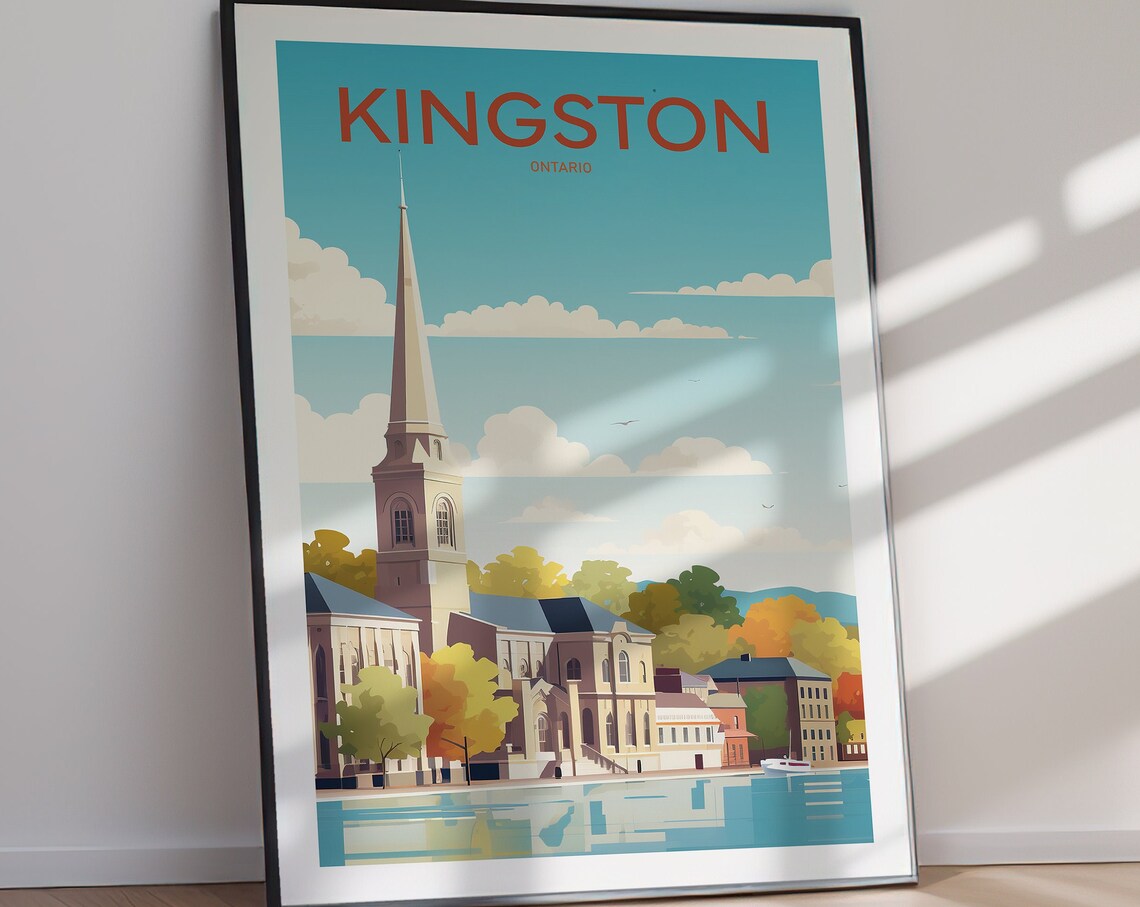Kingston Ontario Waterfront Church Autumn Harbor Travel Poster - Image 2