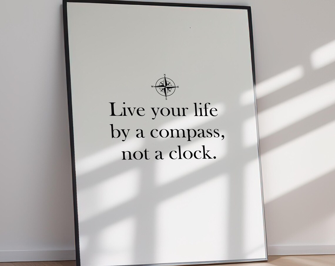 Live Your Life by a Compass Not a Clock Adventure Quote Poster - Image 3