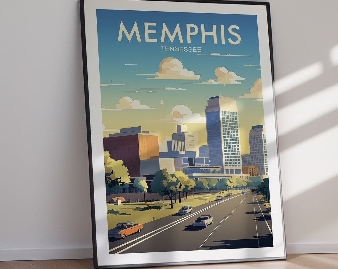 Memphis Poster Us City Wall Art Wanderlust Gift Holiday Travel Gift For Her Gift For Him Holiday Gift - Image 2