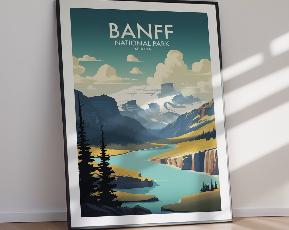 Banff National Park Alberta Mountain Lake Scenic Travel Poster - Image 3