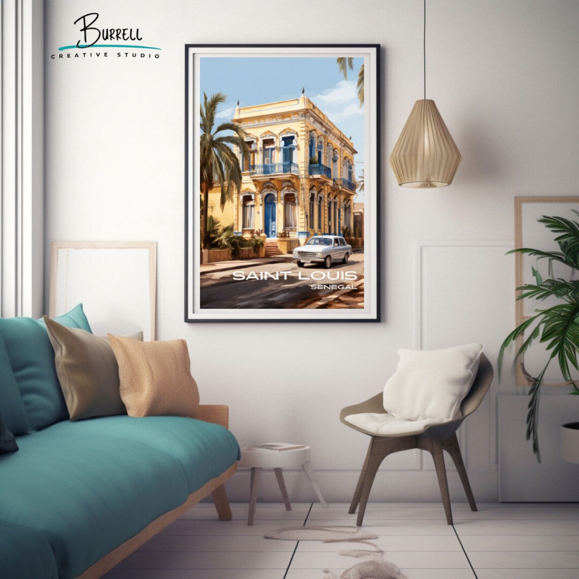 Saint Louis Senegal Colonial Architecture Travel Poster - Image 3