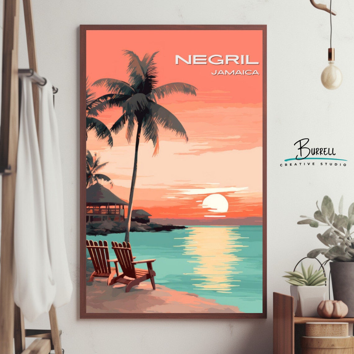 Negril Jamaica Beach Sunset Travel Poster Wall Art Poster Print - Image 3