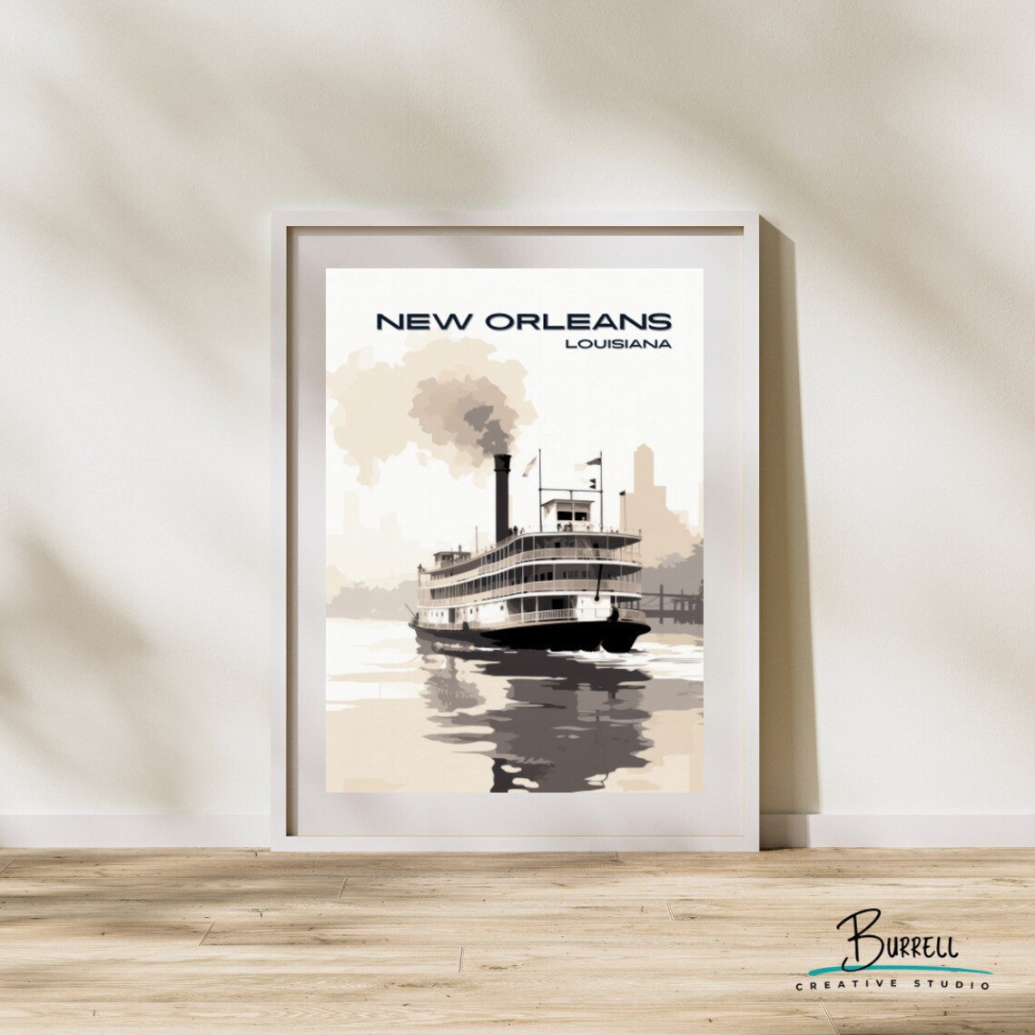 New Orleans Louisiana Steamboat Mississippi River Travel Poster