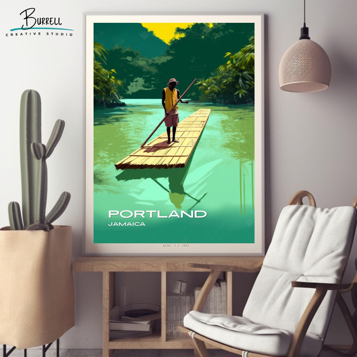 Portland Jamaica Rio Grande Bamboo Rafting Jungle River Poster - Image 2