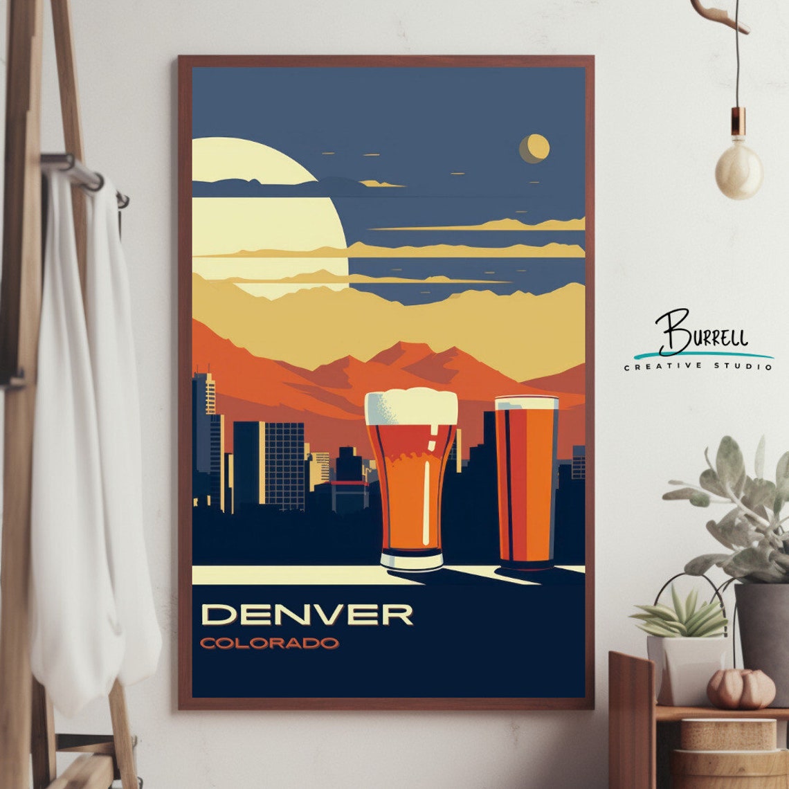 Denver Colorado Skyline Craft Beer Glasses Rocky Mountain Poster - Image 4