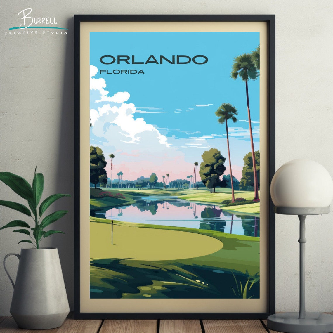 Orlando Florida Golf Course Palms Water Hazard Fairway Poster - Image 5