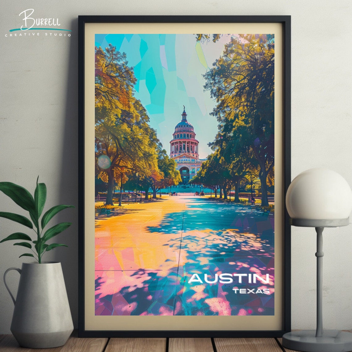 Austin Texas State Capitol Tree Lined Avenue Golden Light Poster - Image 5