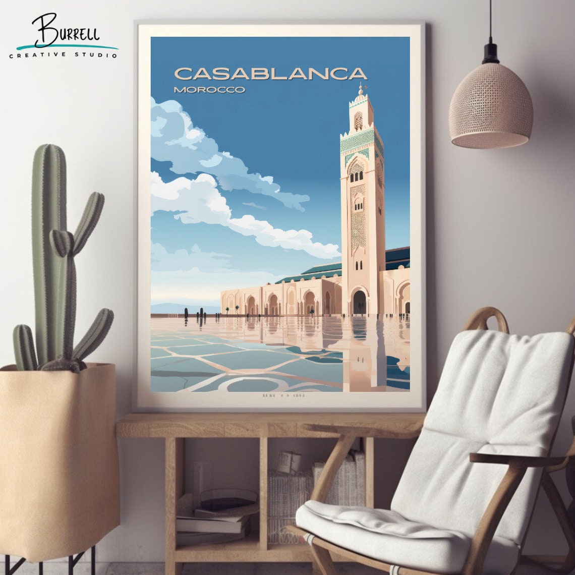 Casablanca Morocco Hassan II Mosque Grand Minaret Courtyard Poster - Image 2
