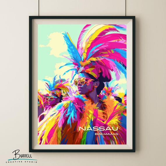 Nassau Bahamas Carnival Travel Poster Wall Art Poster Print