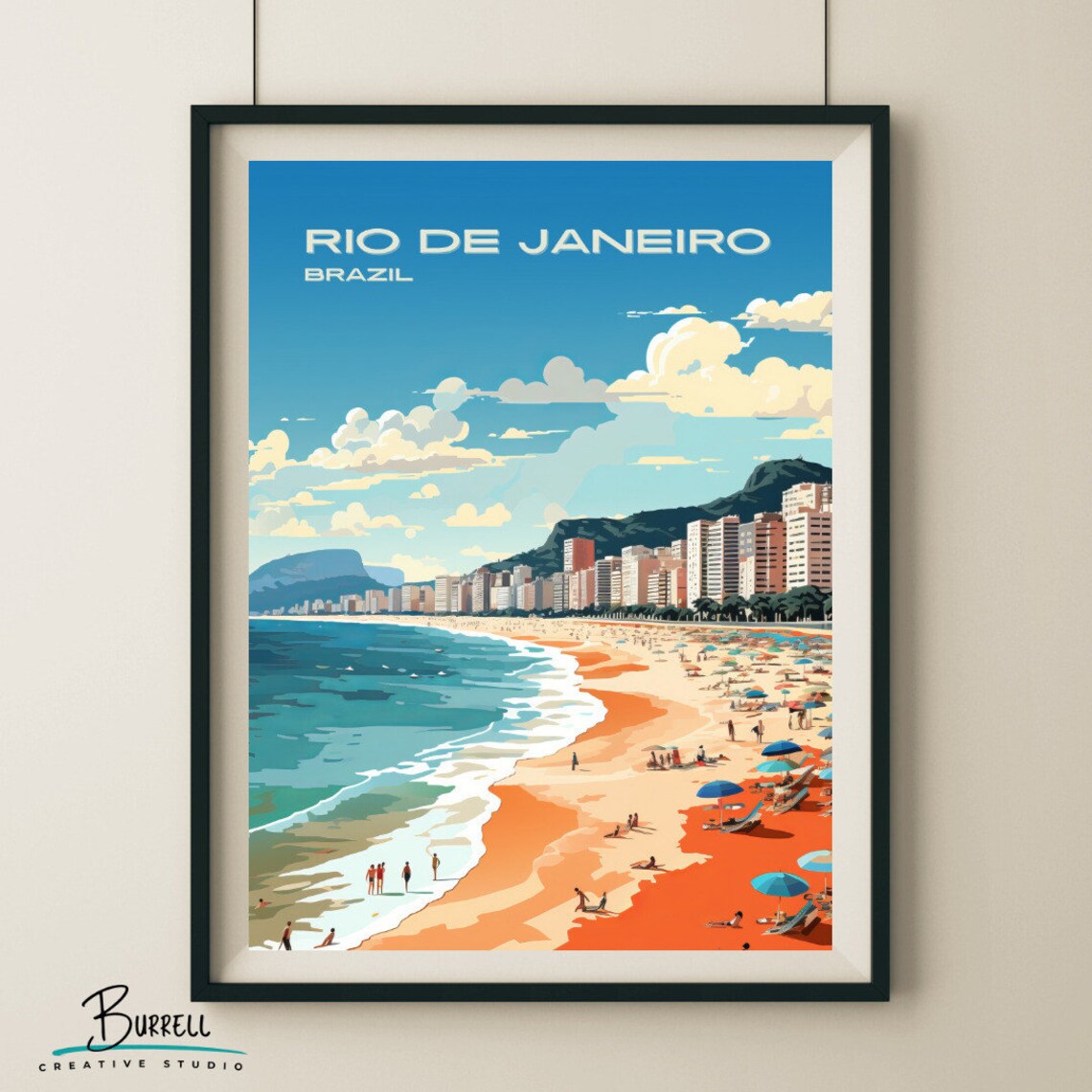 Rio Brazil Copacabana Beach Travel Poster Print