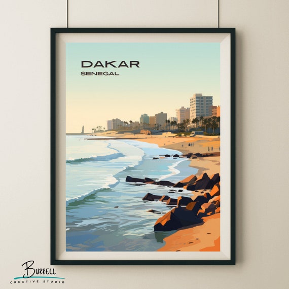 Dakar Senegal Coastal View Travel Poster Wall Art Poster Print