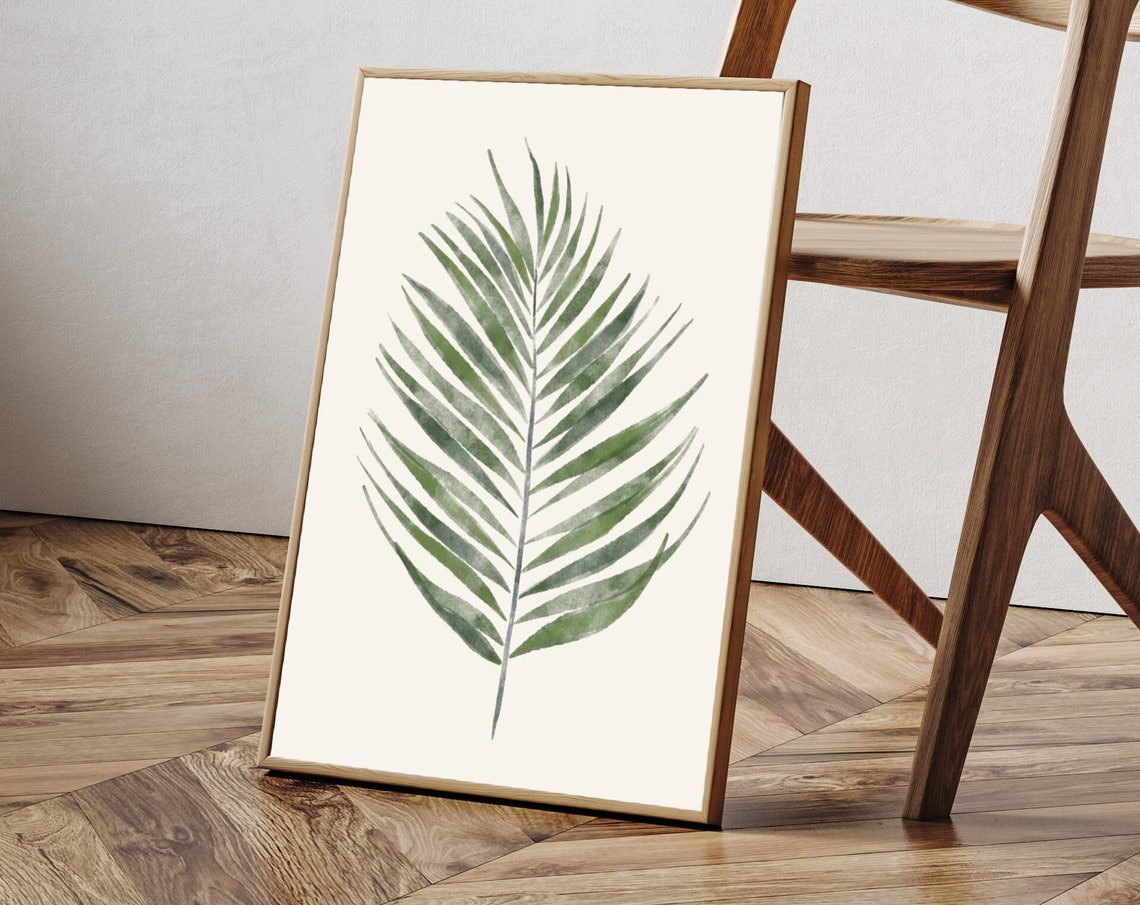 Watercolor Palm Leaf Tropical Botanical Minimalist Summer Wall Print - Image 3
