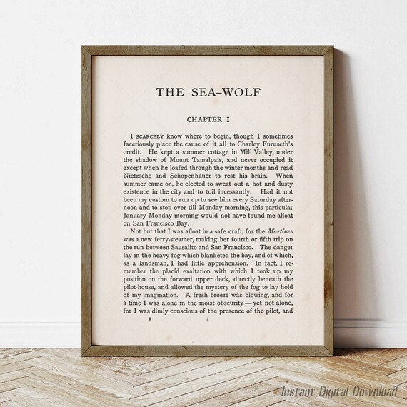 The Sea Wolf Jack London First Page Chapter One Classic Novel Poster