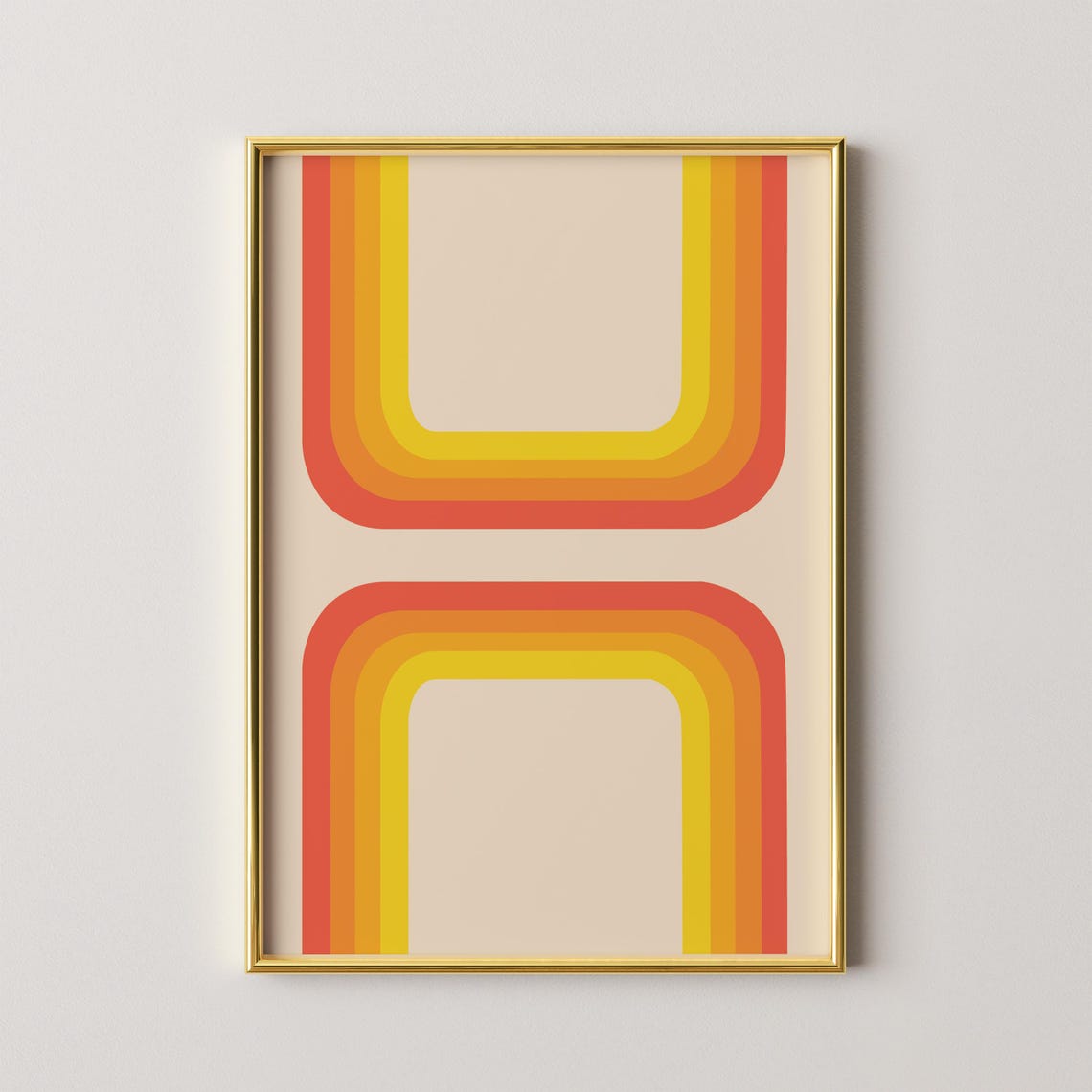 Retro Mirrored Arch Sunset Bands 70s Geometric Abstract Poster