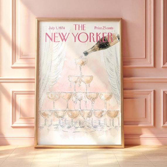 Vintage New Yorker Champagne Poster, Cocktail Art Print