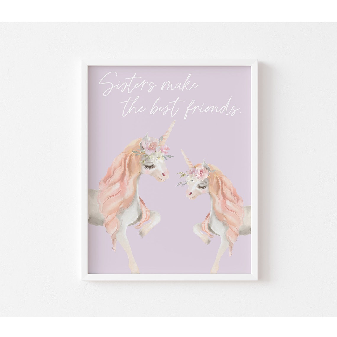 Sisters Make The Best Friends Art Nursery Unicorn Print Girls Room Decor Sisters Gift Girls Playroom Art Purple - Image 3