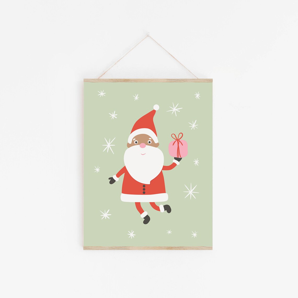 Santa Art Christmas Sage Whimsical Christmas Poster - Image 3