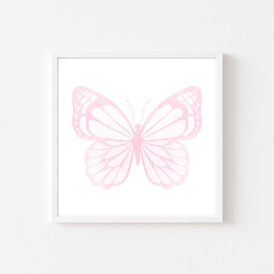 Blush Pink Watercolor Butterfly Horizontal Girls Room Wall Poster - Image 2