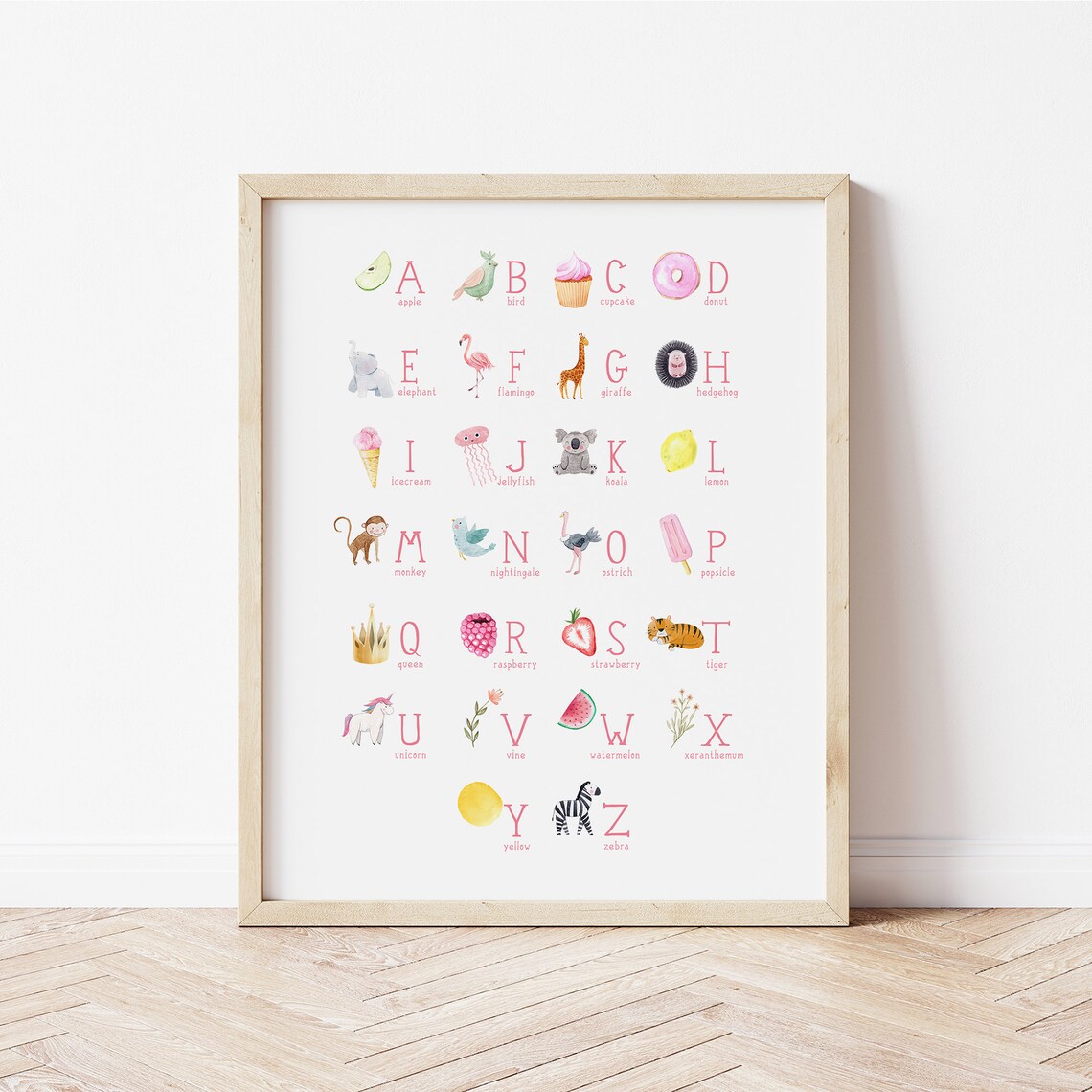 Girls Watercolor Alphabet Nursery Wall Art Print - Image 3