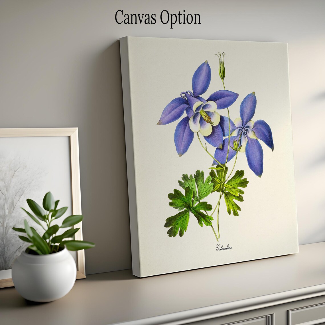 Columbine Flower Botanical Art Print, Blue Flower - Image 2