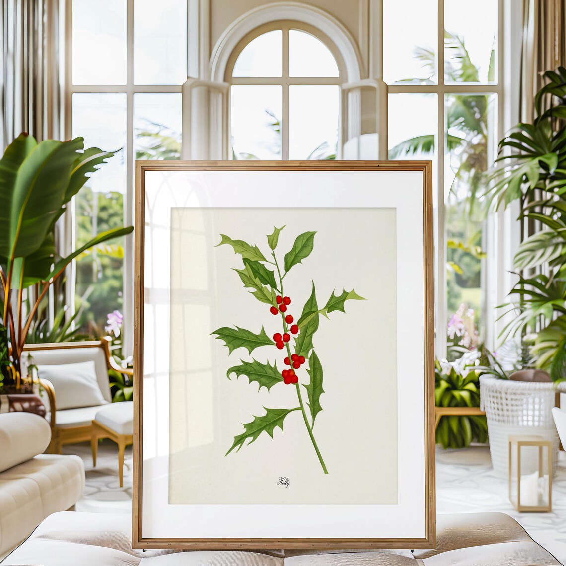 Holly Botanical Art Print, Christmas Wall Art Print - Image 3