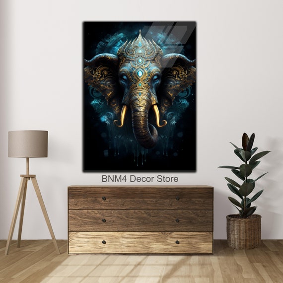 Ganesha Wall Art Print, Elephant Decor Accent